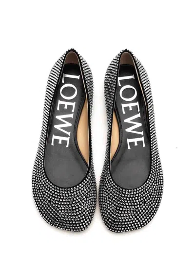 Loewe Toy Strass Goat Skin Ballerinas In Black