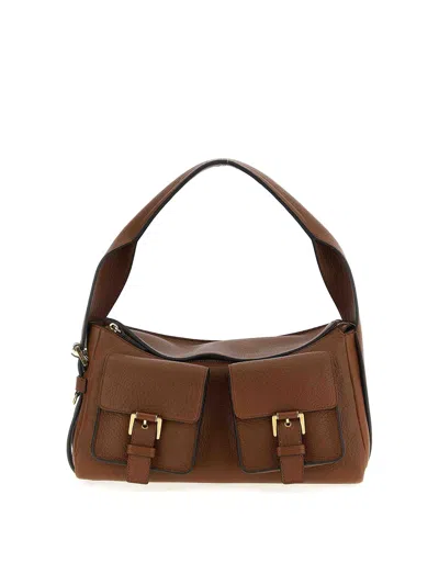Mulberry Adjustable Strap Dual Front Pockets Textured Finish Shoulder Bag In Brown