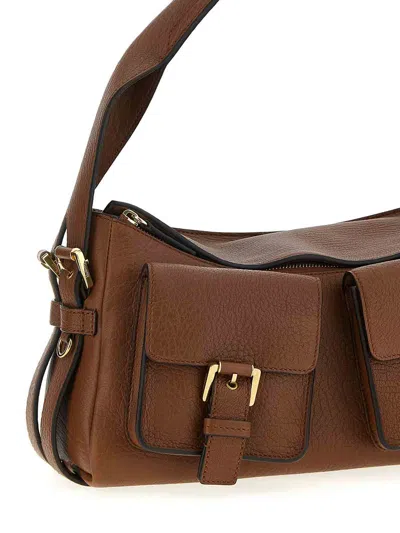 Mulberry Adjustable Strap Dual Front Pockets Textured Finish Shoulder Bag In Brown