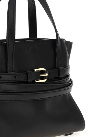 Moschino Structured Sheepskin Shoulder Bag In Black