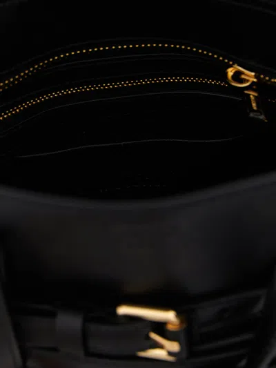 Moschino Structured Sheepskin Shoulder Bag In Black