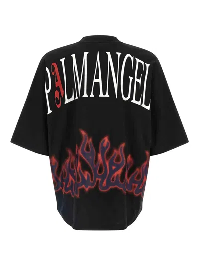 Palm Angels Flames Over T-shirt In Black