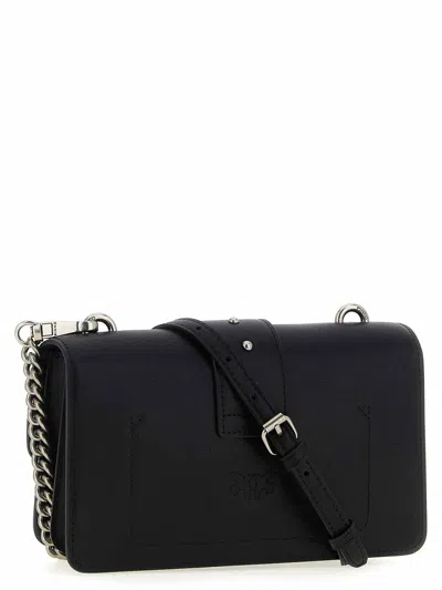 Pinko Rectangular Chain Strap Shoulder Bag With Metal Hardware And Front Embellishment In Black