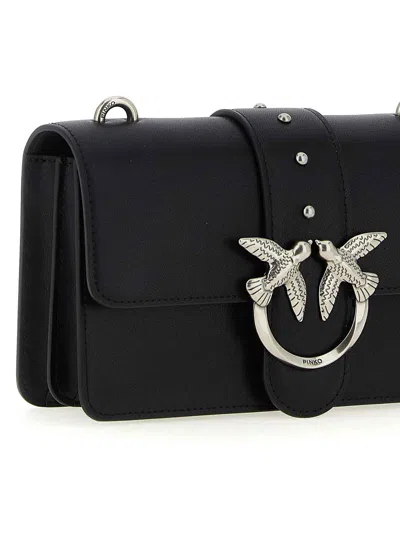 Pinko Rectangular Chain Strap Shoulder Bag With Metal Hardware And Front Embellishment In Black