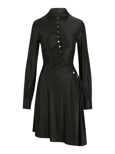 Rabanne Stretch Viscose Draped Midi Dress In Black