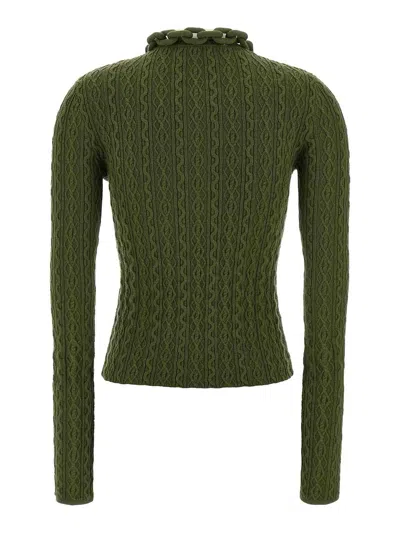 Rabanne Khaki Sweater With  'xl Link' Chain Applied In Green