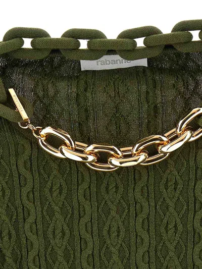 Rabanne Khaki Sweater With  'xl Link' Chain Applied In Green