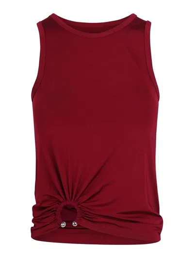 Rabanne Stretch Viscose Top Metal Embellishments In Red