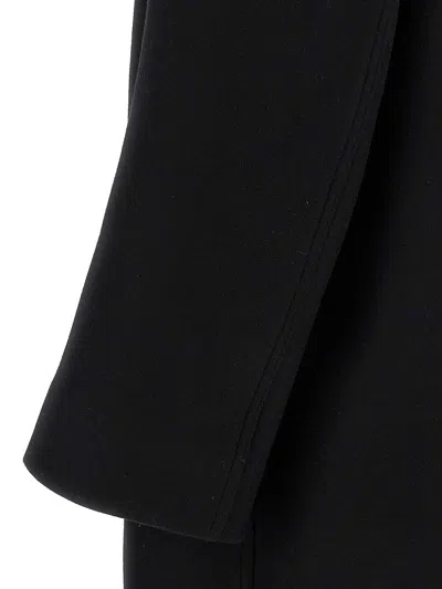 Rick Owens Men Black Coat With Fixed Hood And Rear Single Vent In Wool Man In Black