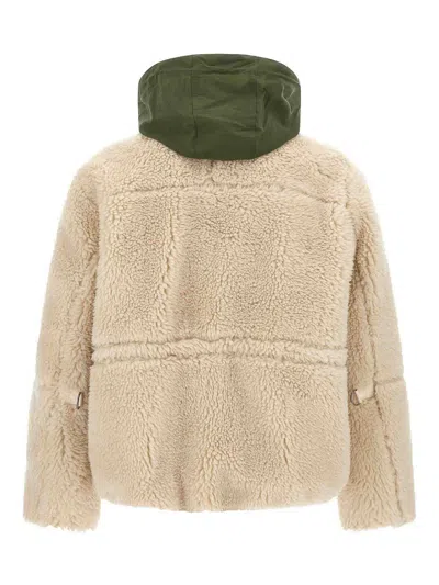 Sacai Eco Shearling And Nylon Jacket In Multi