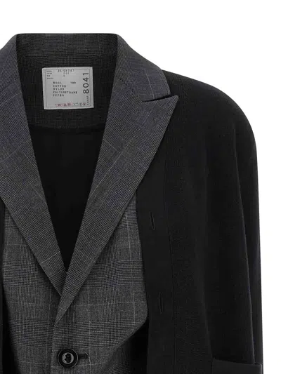 Sacai Double Layer Cardigan In Black