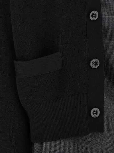 Sacai Double Layer Cardigan In Black
