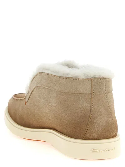 Santoni 'suede Dragon' Ankle Boots In Nude