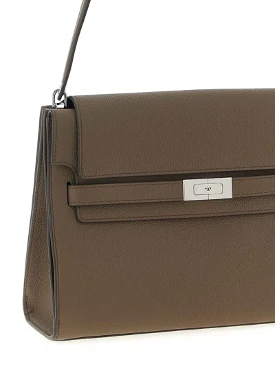 Tory Burch Large Shoulder Bag Metal Hardware In Gray