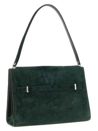 Tory Burch Large Rectangular Shoulder Bag With Suede Finish In Green