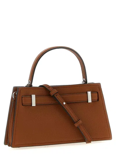 Tory Burch Petite Lee Radziwill Brown Crossbody Bag With Adjustable And Removable Shoulder Strap And T-buckle C In Brown