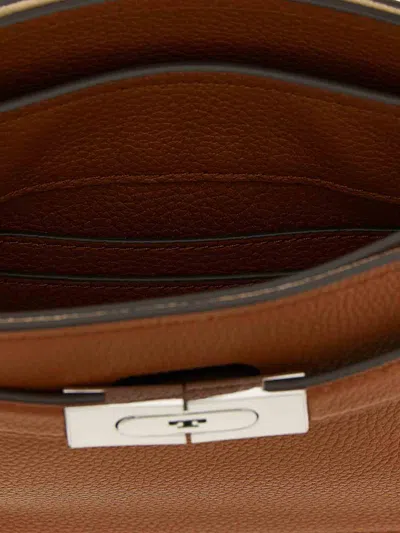 Tory Burch Petite Lee Radziwill Brown Crossbody Bag With Adjustable And Removable Shoulder Strap And T-buckle C In Brown
