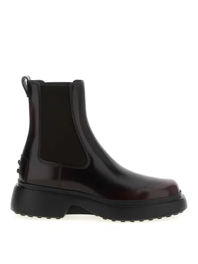Tod's Smooth Leather Chelsea Boots In Red