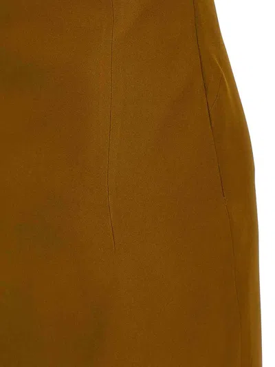 Attico Sequin Insert Strapless Fitted Dress With Side Mesh In Brown