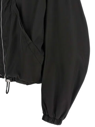 Attico Oversized Black Hooded Bomber Jacket