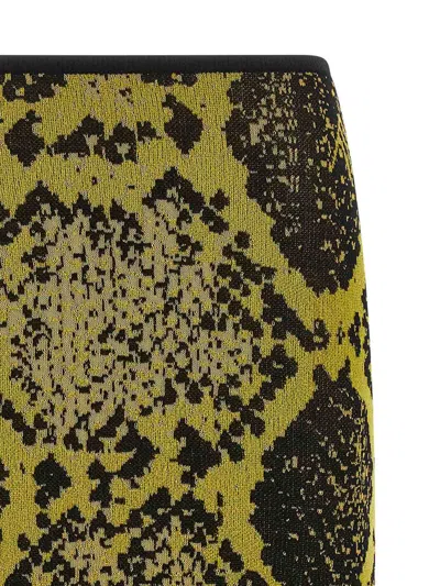 Attico Knee-length Bodycon Python Print Skirt In Green