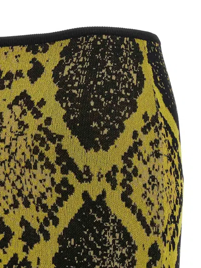 Attico Knee-length Bodycon Python Print Skirt In Green
