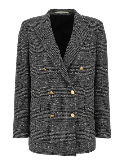 Tagliatore Double Breasted Herringbone Pattern Jacket In Black