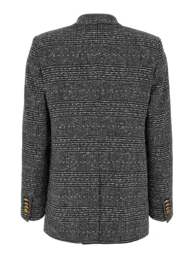 Tagliatore Double Breasted Herringbone Pattern Jacket In Black
