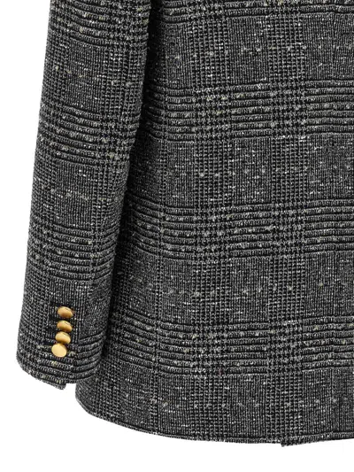 Tagliatore Double Breasted Herringbone Pattern Jacket In Black