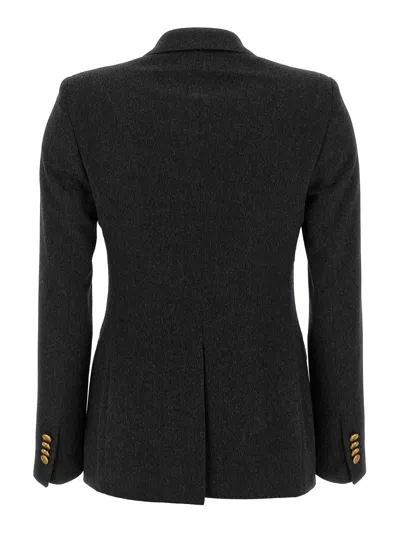 Tagliatore Double-breasted Wool Jacket With Peak Lapels In Black