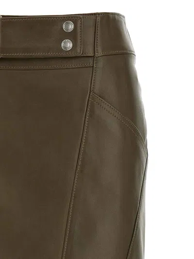 Tom Ford Nappa Midi Skirt With Detailed Stitching In Green