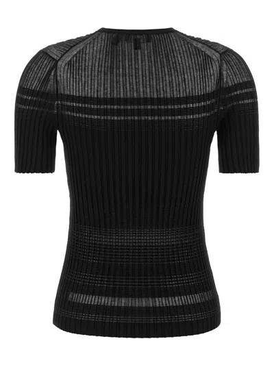 Theory Textured Ribbed T-shirt With Stretch Blend In Black