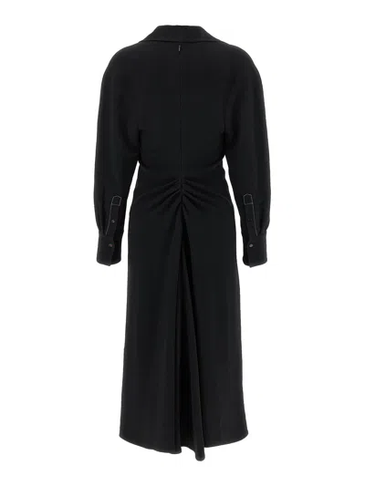 Victoria Beckham Women Black Long Sleeve Polo Collar Midi Dress, Xs Luxury Dresses For Women Darveys