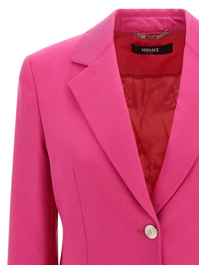 Versace Underwater Barocco Single Breasted Blazer Jacket In Pink