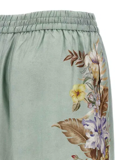 Zimmermann Relaxed Floral Print Wide Pants With Drawstring Waist In Blue