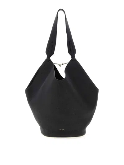 Khaite Lotus Small Leather Shoulder Bag In Black