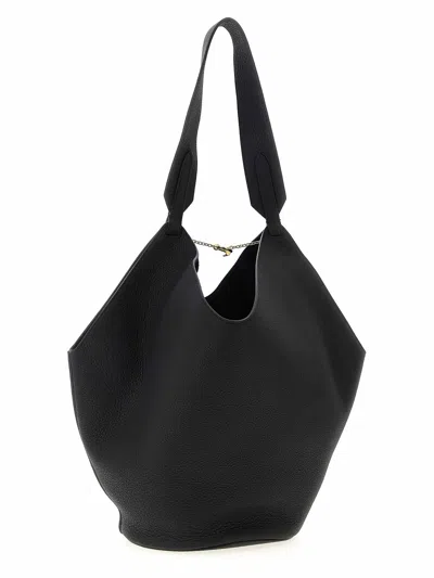 Khaite Lotus Small Leather Shoulder Bag In Black
