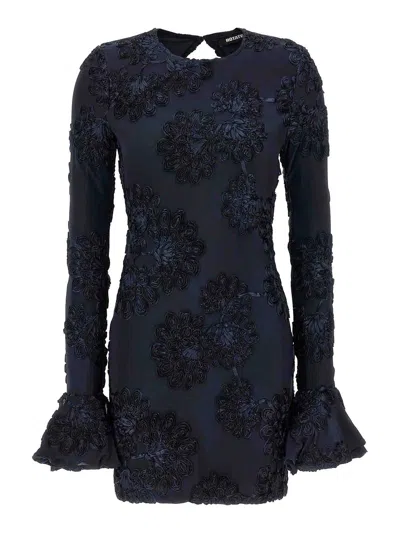 Rotate Birger Christensen Rotate Tulle Dress With All-over Rose Details In Blue