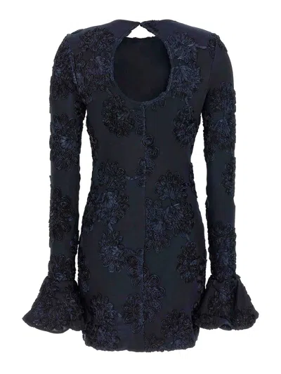 Rotate Birger Christensen Rotate Tulle Dress With All-over Rose Details In Blue