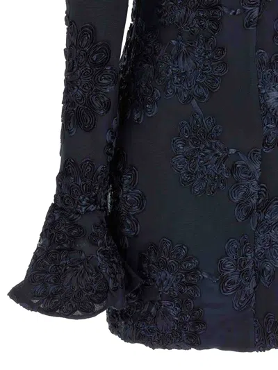 Rotate Birger Christensen Rotate Tulle Dress With All-over Rose Details In Blue