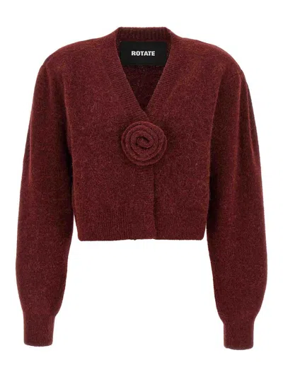 Rotate Birger Christensen Rotate Burgundy Alpaca Blend Cardigan In Red