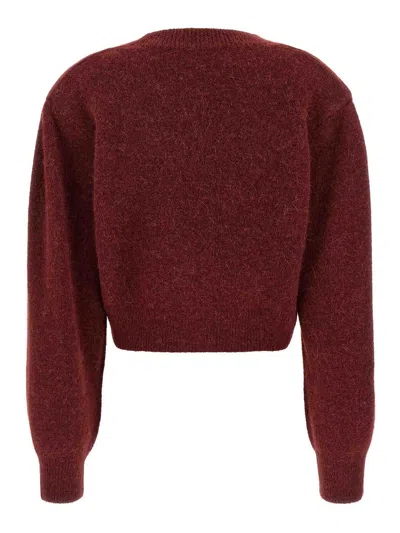 Rotate Birger Christensen Rotate Burgundy Alpaca Blend Cardigan In Red
