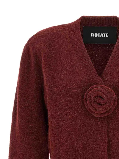 Rotate Birger Christensen Rotate Burgundy Alpaca Blend Cardigan In Red