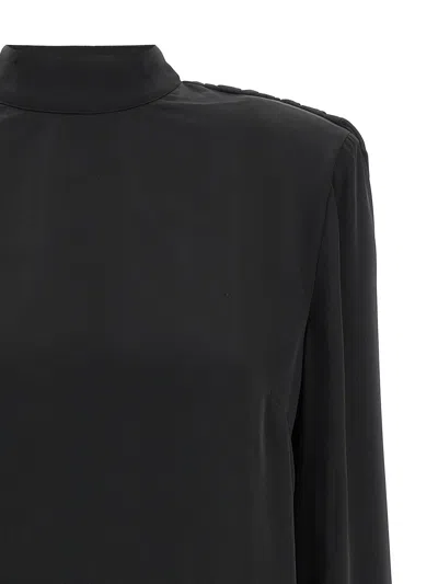 Rotate Birger Christensen Satin Drapy Back Top In Black