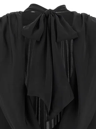 Rotate Birger Christensen Satin Drapy Back Top In Black