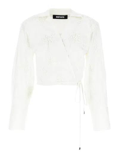 Rotate Birger Christensen Rotate Birgerchristensen Wraparound Shirt Top In White