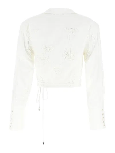 Rotate Birger Christensen Rotate Birgerchristensen Wraparound Shirt Top In White