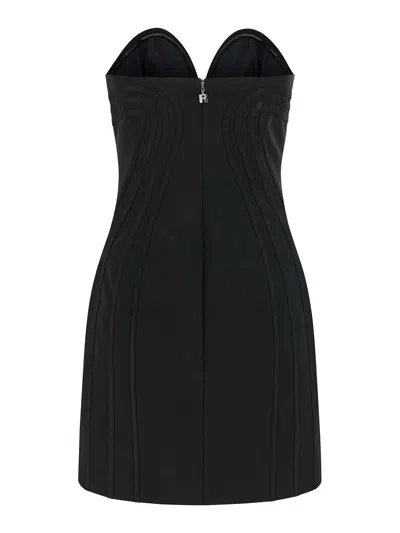 Rotate Birger Christensen Satin Mini Dress With Sweetheart Neckline Rotate In Black