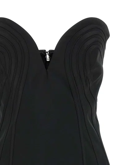 Rotate Birger Christensen Satin Mini Dress With Sweetheart Neckline Rotate In Black