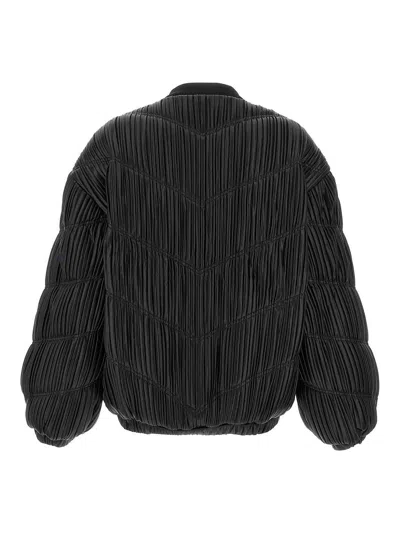Rotate Birger Christensen Pleated Bomber Jacket In Black